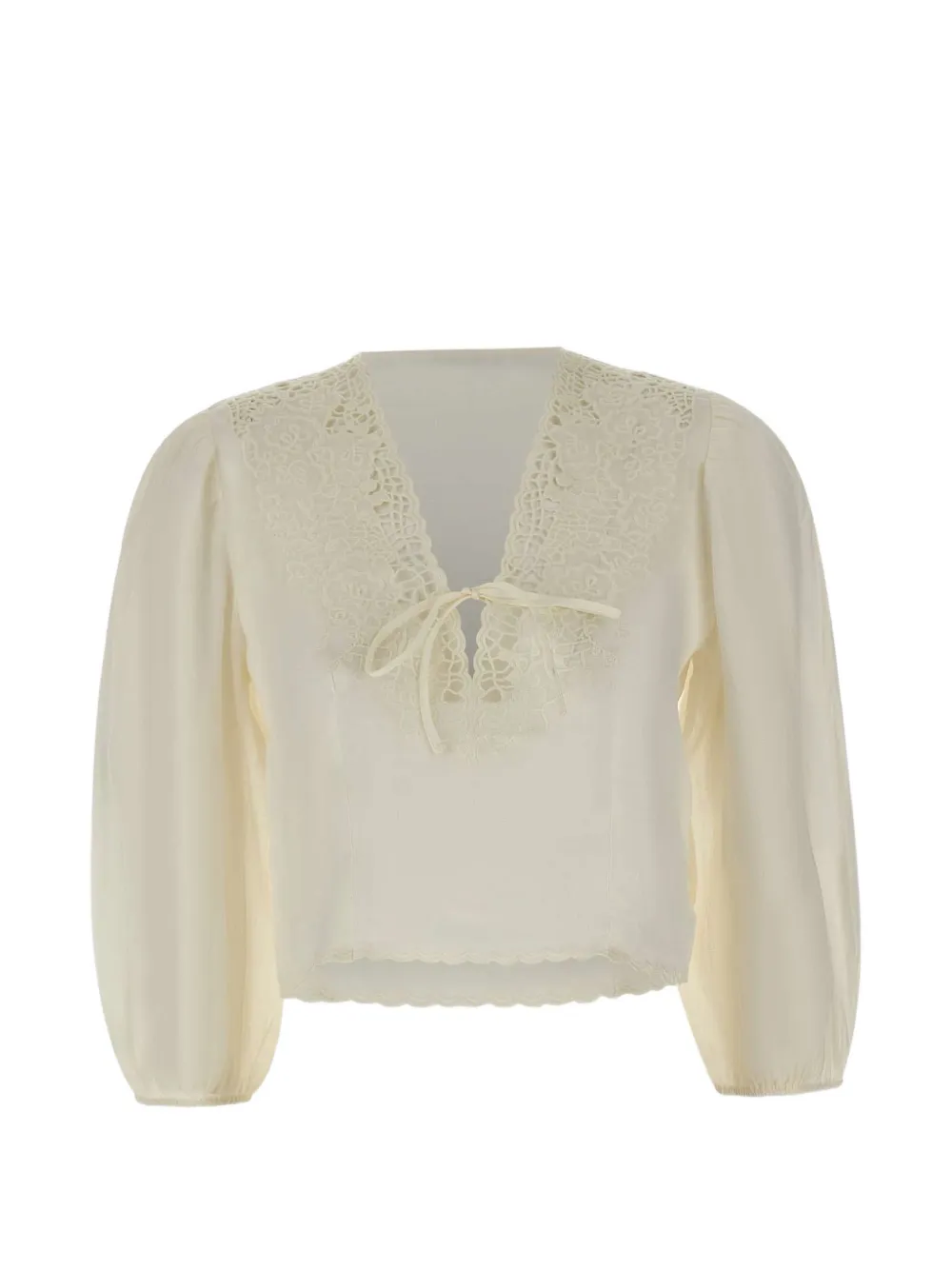 BOSS openwork-embroidered scalloped-hem blouse - Toni neutri