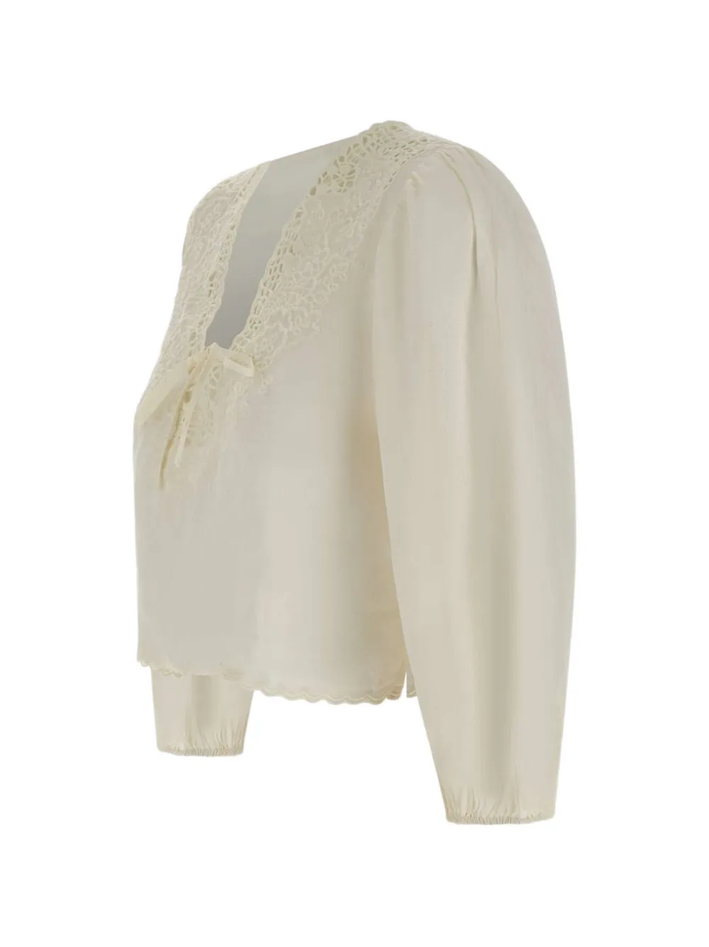 BOSS Blouse met borduurwerk en gewelfde afwerking Beige