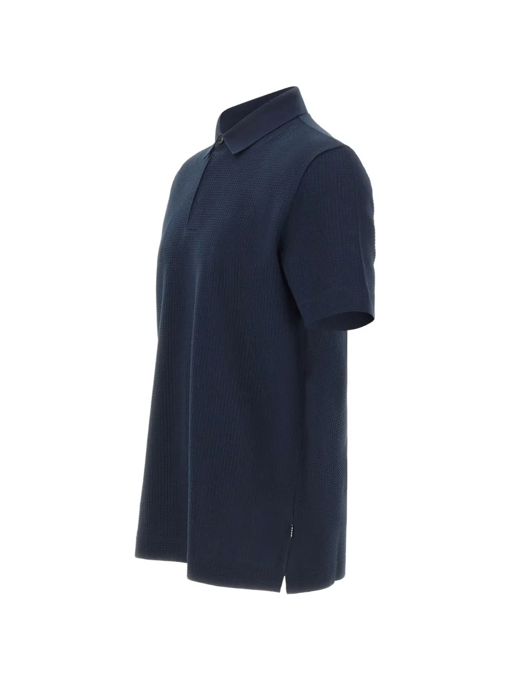 BOSS Geruit poloshirt met jacquard textuur Blauw