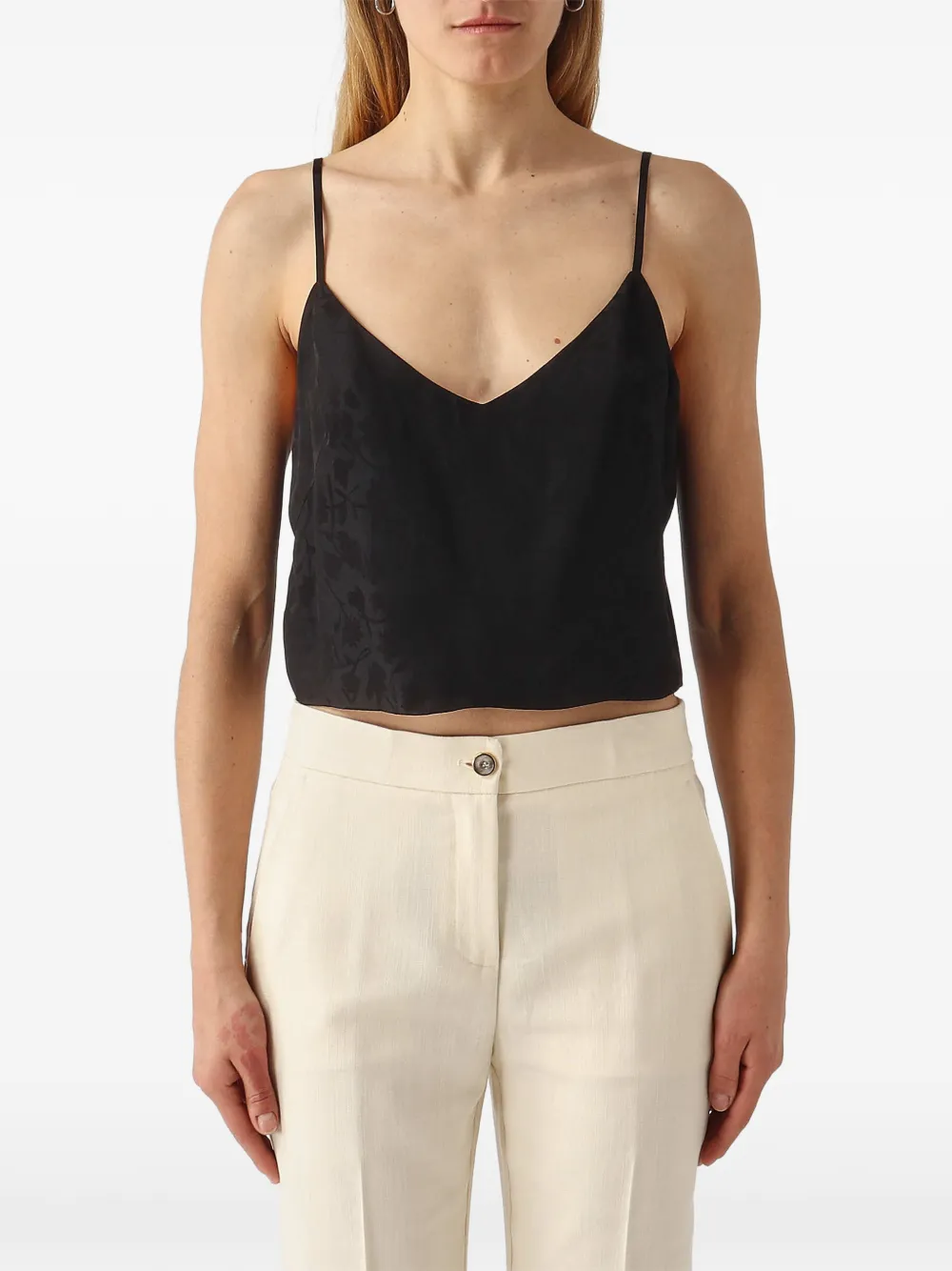 PINKO floral-jacquard camisole top - Nero
