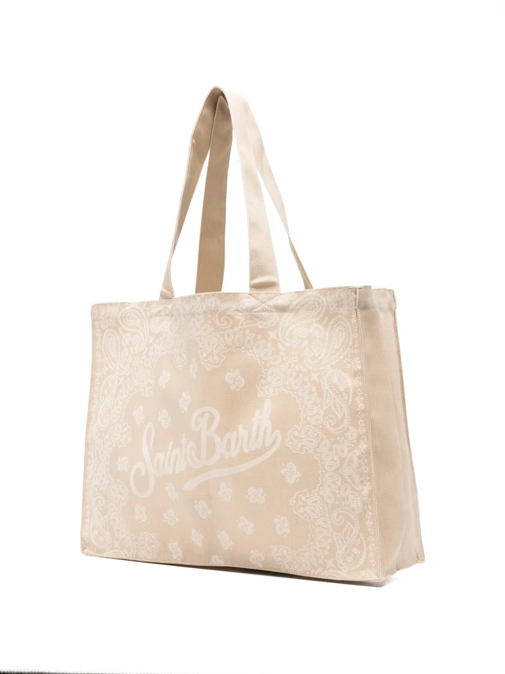 MC2 Saint Barth Essential strandtas met paisley-print en logo Beige