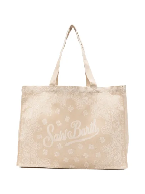 MC2 Saint Barth Essential paisley-print logo-script beach bag