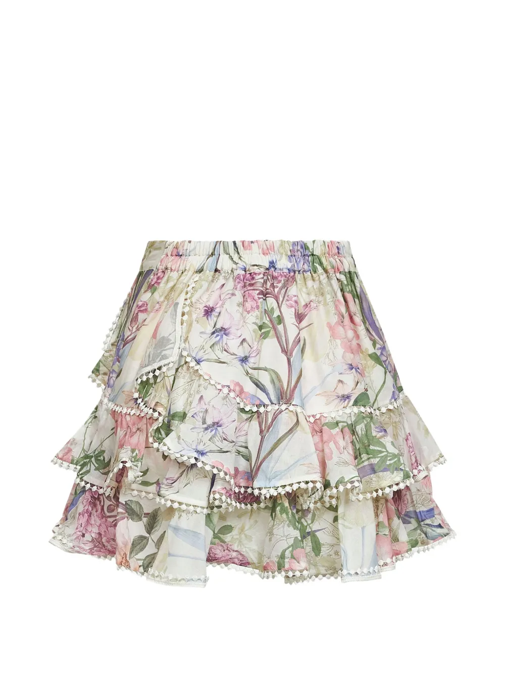 Charo Ruiz Ibiza Fera mini-rok met ruches en bloemen-print Beige