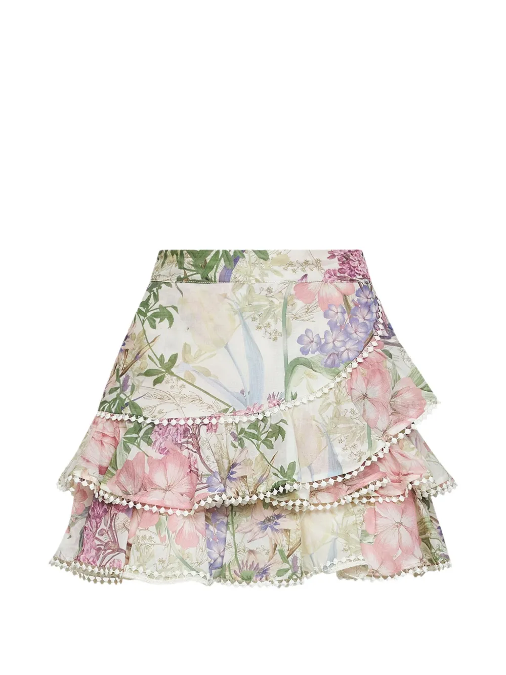 Charo Ruiz Ibiza Fera floral-print ruffled mini skirt - Toni neutri