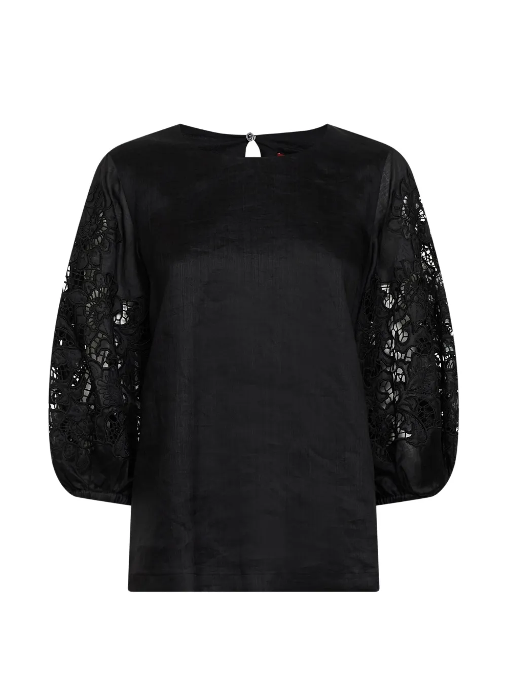 Max Mara broderie-anglaise macramé-sleeve blouse - Nero