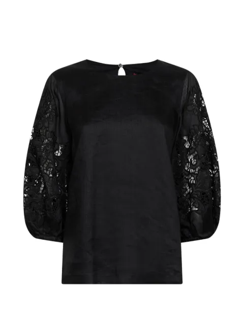 Max Mara blusa con bordado inglés y mangas de macramé