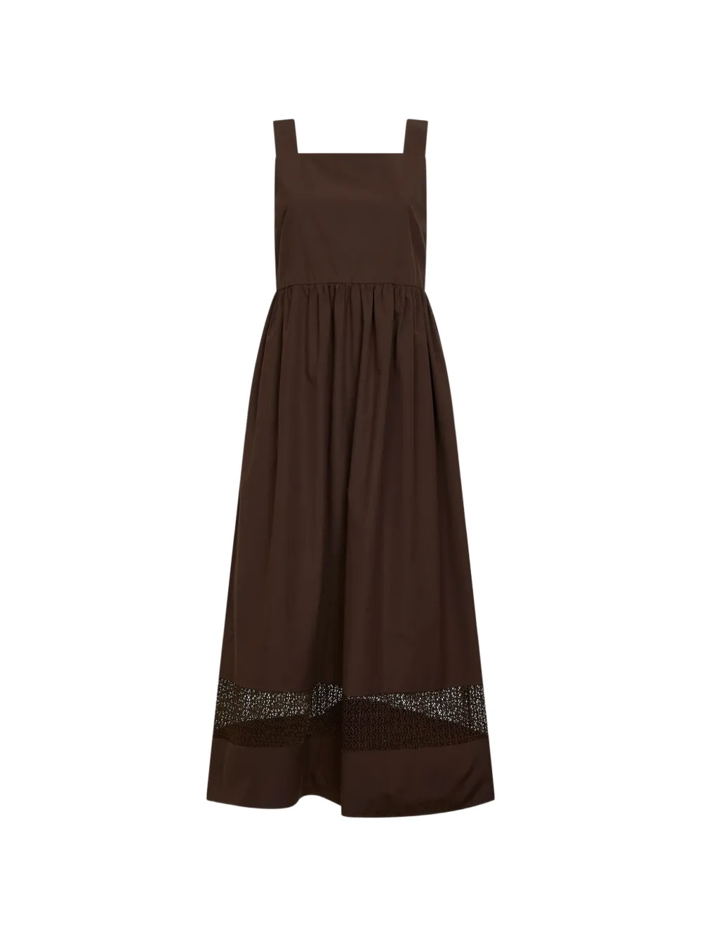 Weekend Max Mara lace-insert gathered maxi dress - Marrone