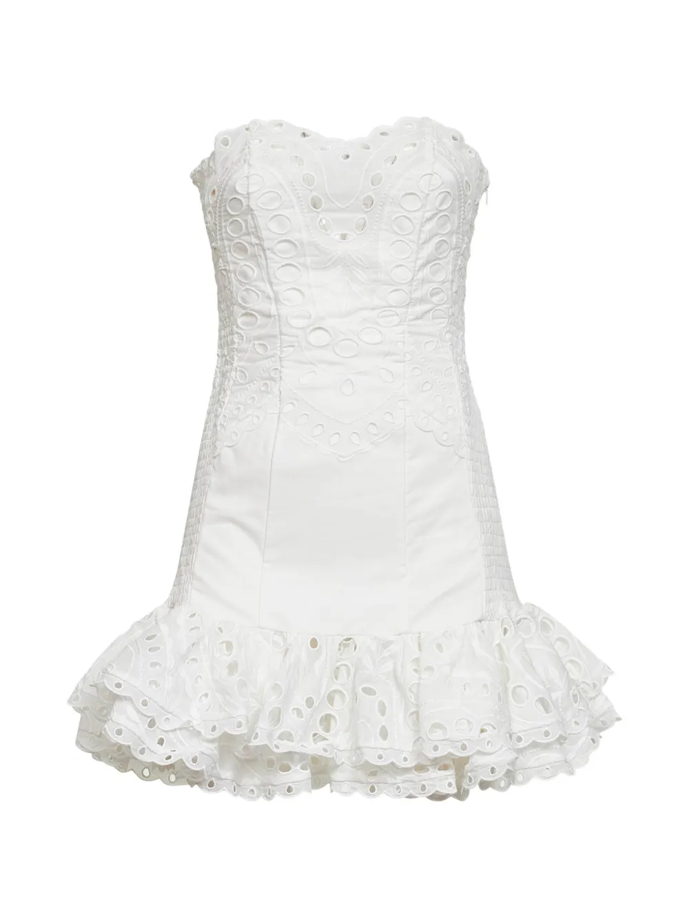 Charo Ruiz Ibiza Santy broderie-anglaise ruffled mini dress - Bianco