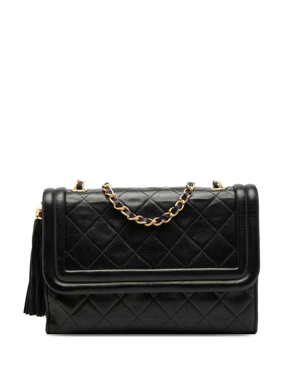 CHANEL Pre-Owned 1989-1991 Quilted Lambskin Tassel Flap crossbody bag - Nero