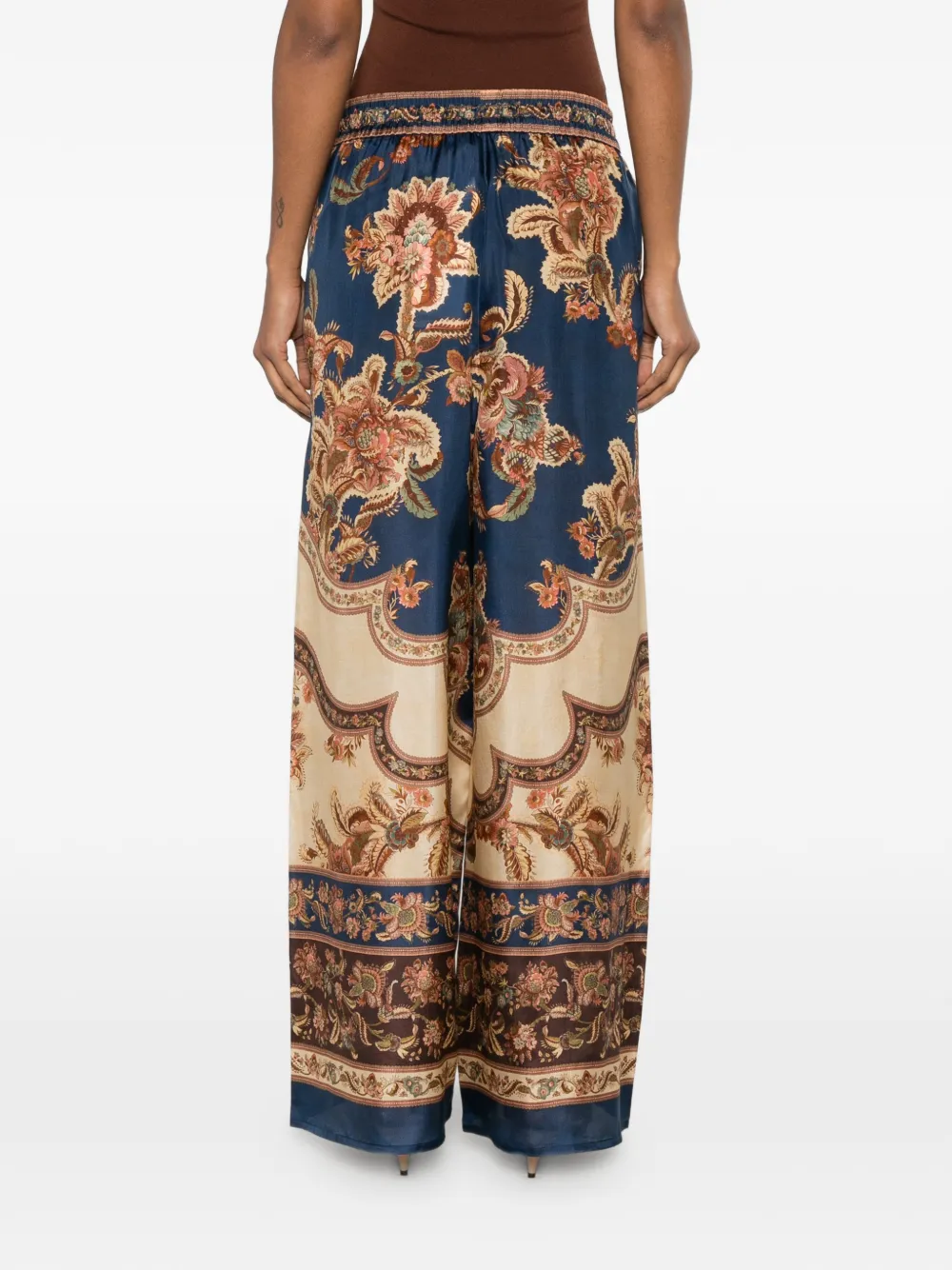 ZIMMERMANN Aster broek met bloemenprint en trekkoord Blauw