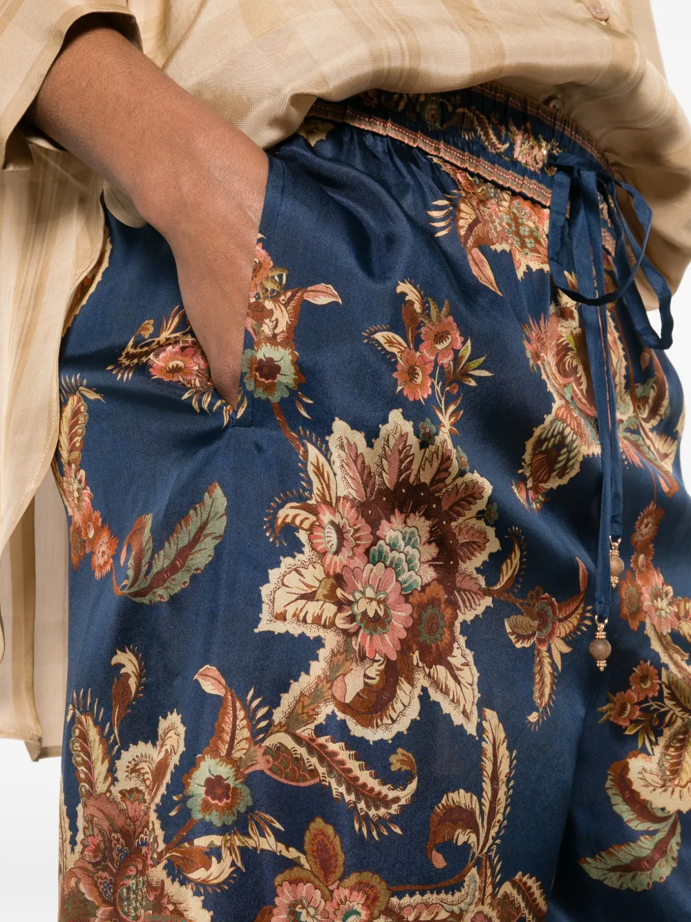 ZIMMERMANN Aster broek met bloemenprint en trekkoord Blauw