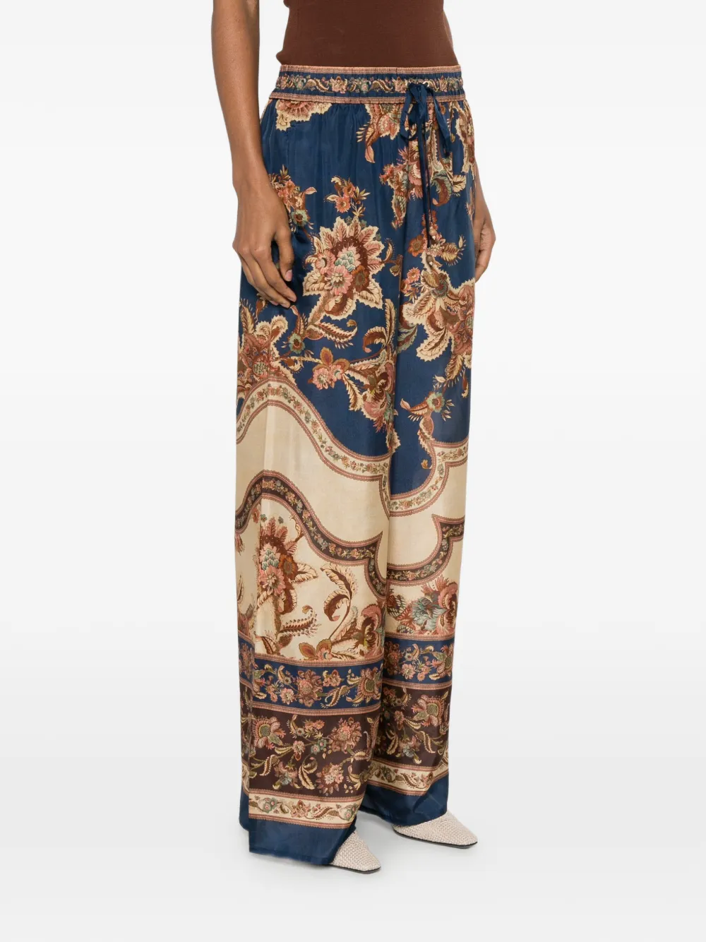 ZIMMERMANN Aster broek met bloemenprint en trekkoord Blauw