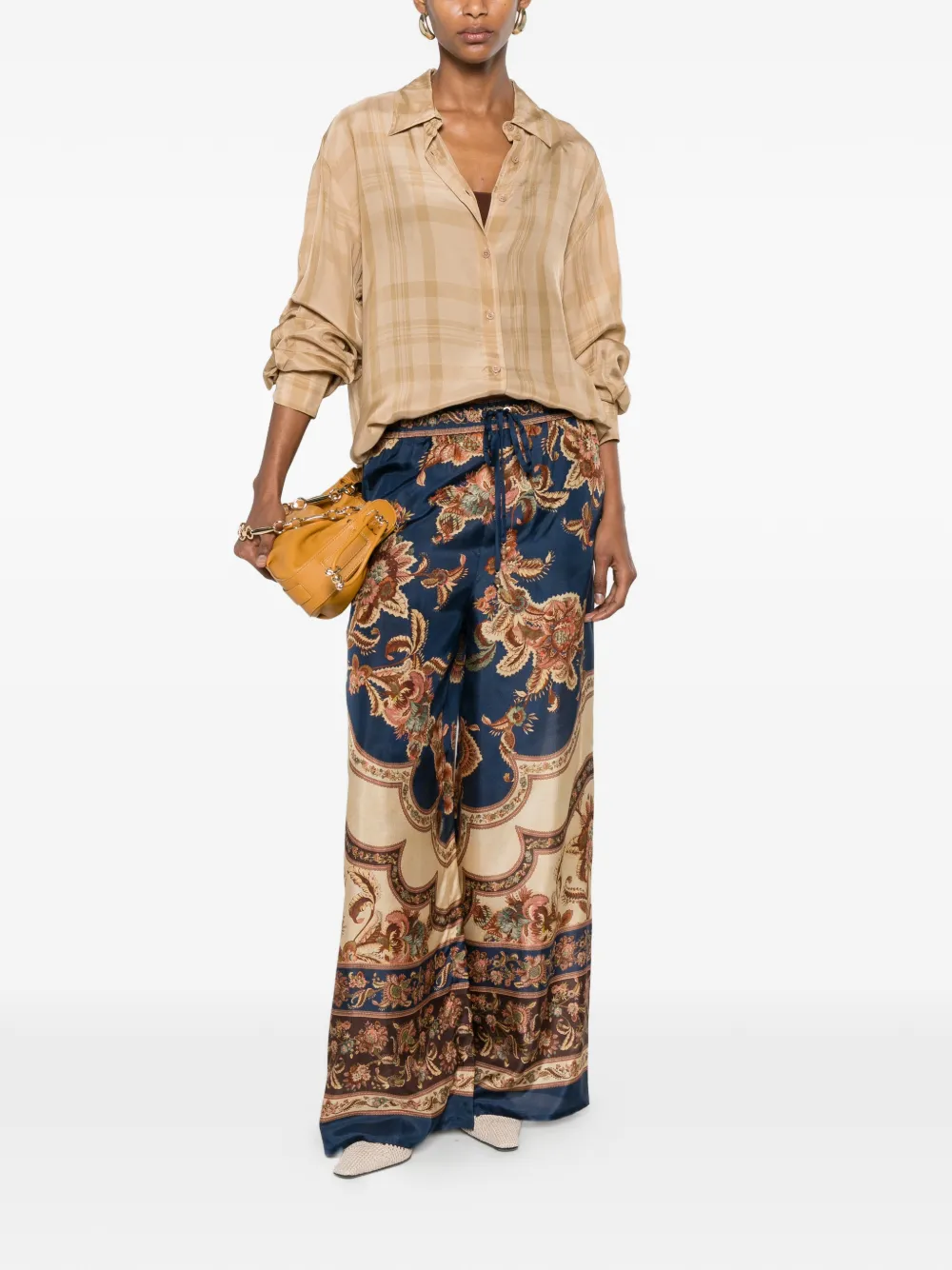 ZIMMERMANN Aster broek met bloemenprint en trekkoord Blauw