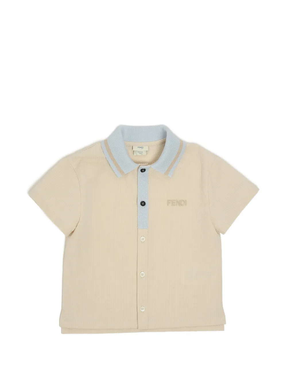 Fendi Kids logo-embroidered seersucker shirt - Toni neutri