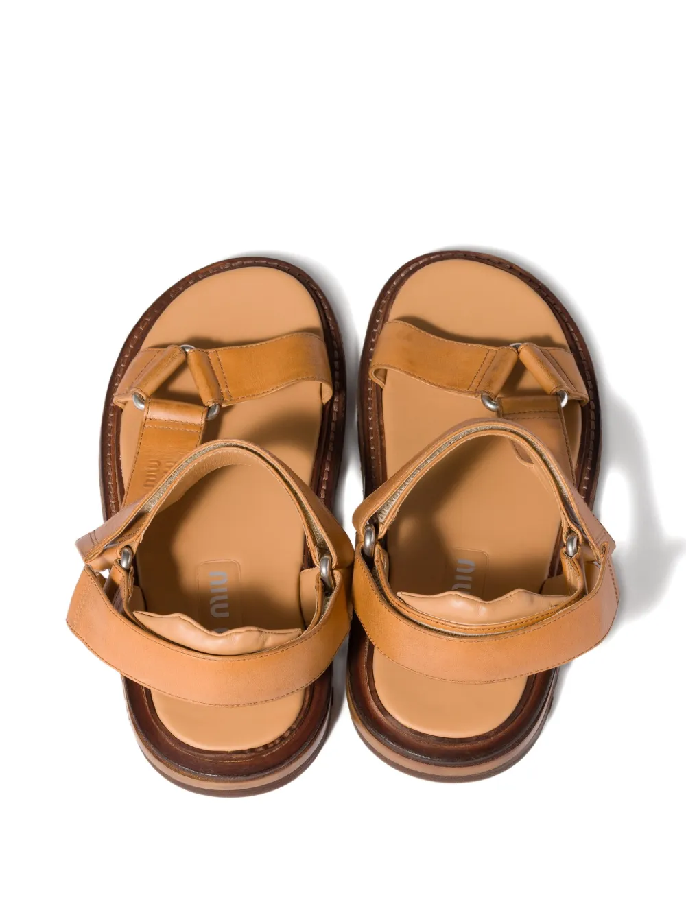 Miu Leren sandalen Beige