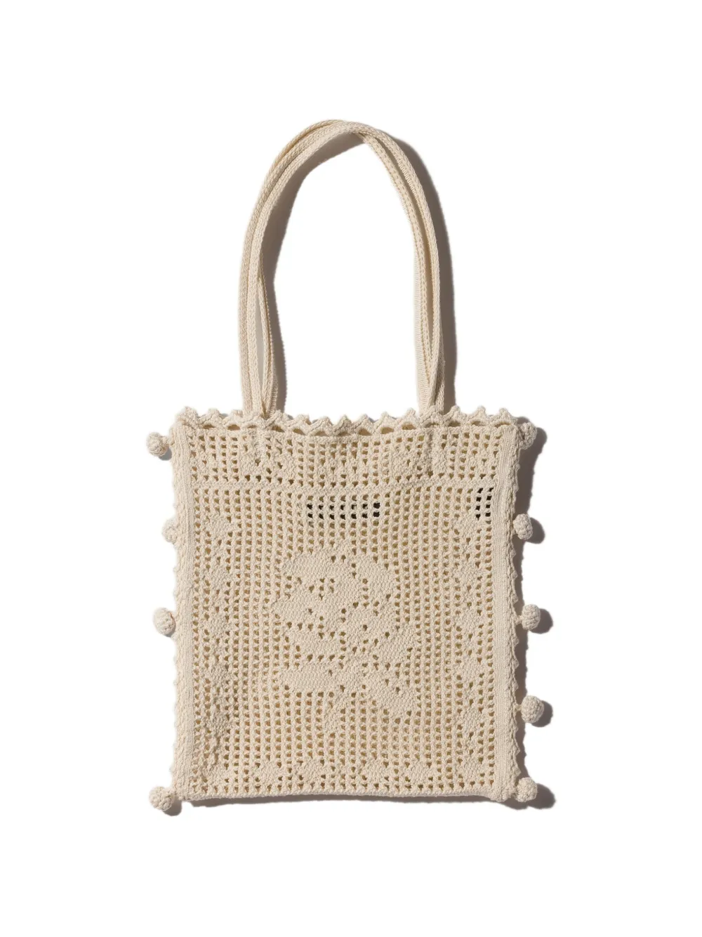 Miu Katoenen gehaakte handtas Beige