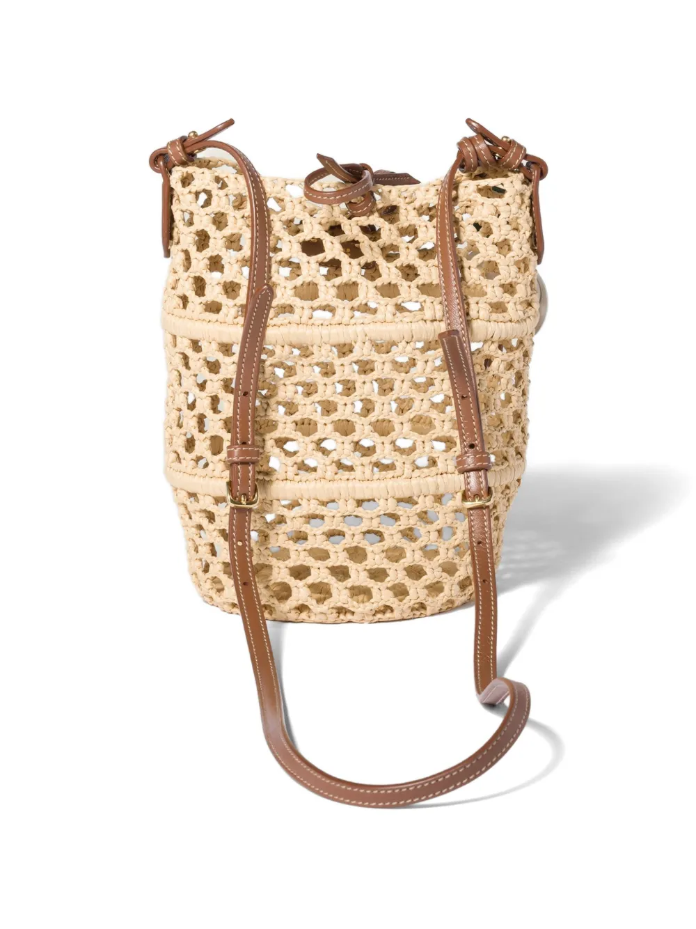 Miu Raffia gehaakte buidel Beige