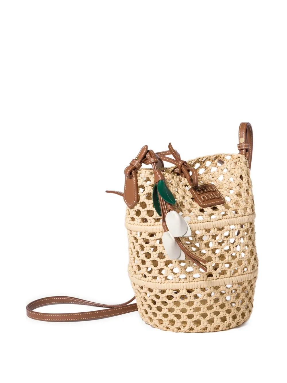 Miu Raffia gehaakte buidel Beige