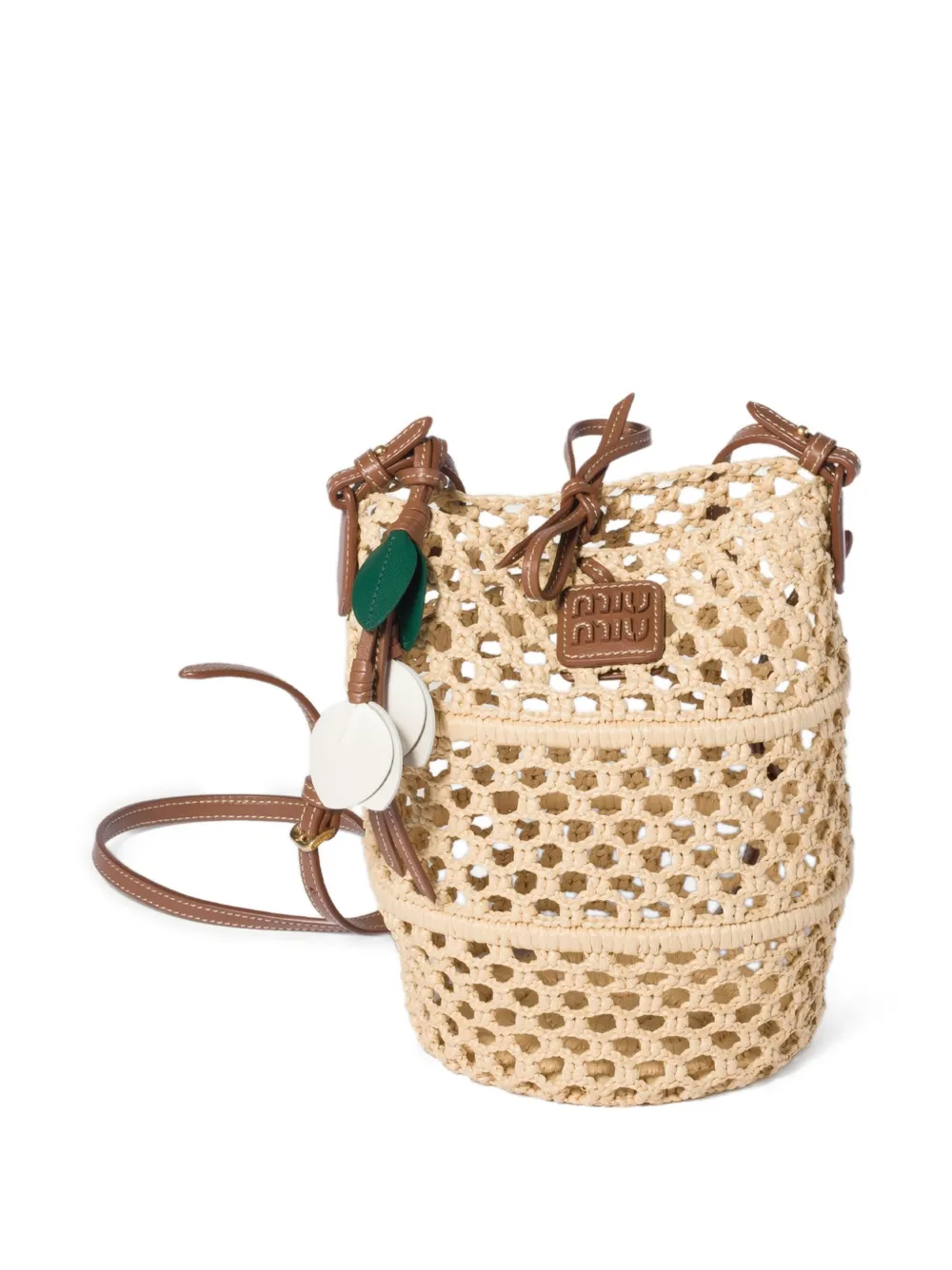 Miu Miu Pouch all'uncinetto in rafia - Toni neutri