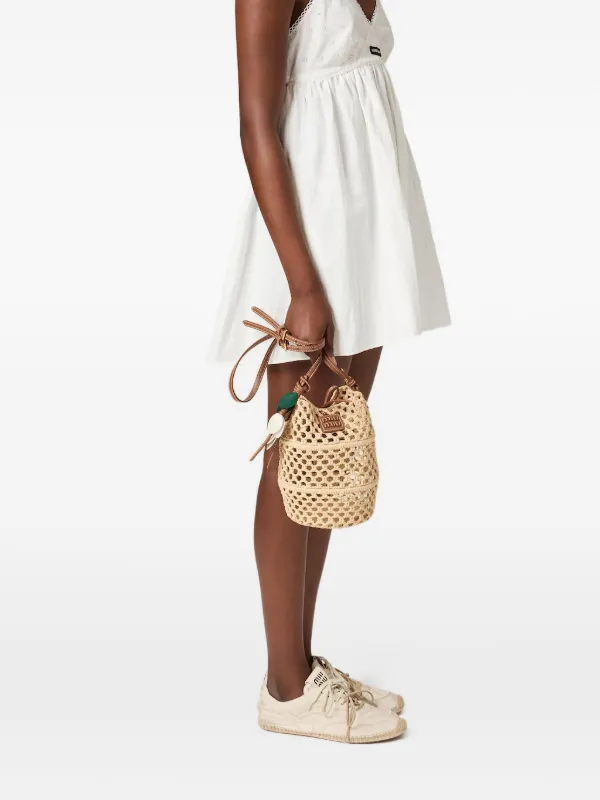 Miu Miu Raffia Crochet Pouch | Neutrals | FARFETCH