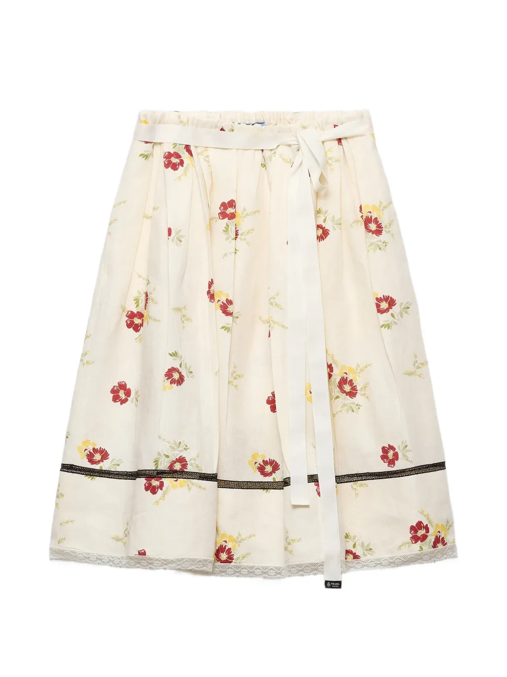 Prada floral print linen skirt - Neutrals