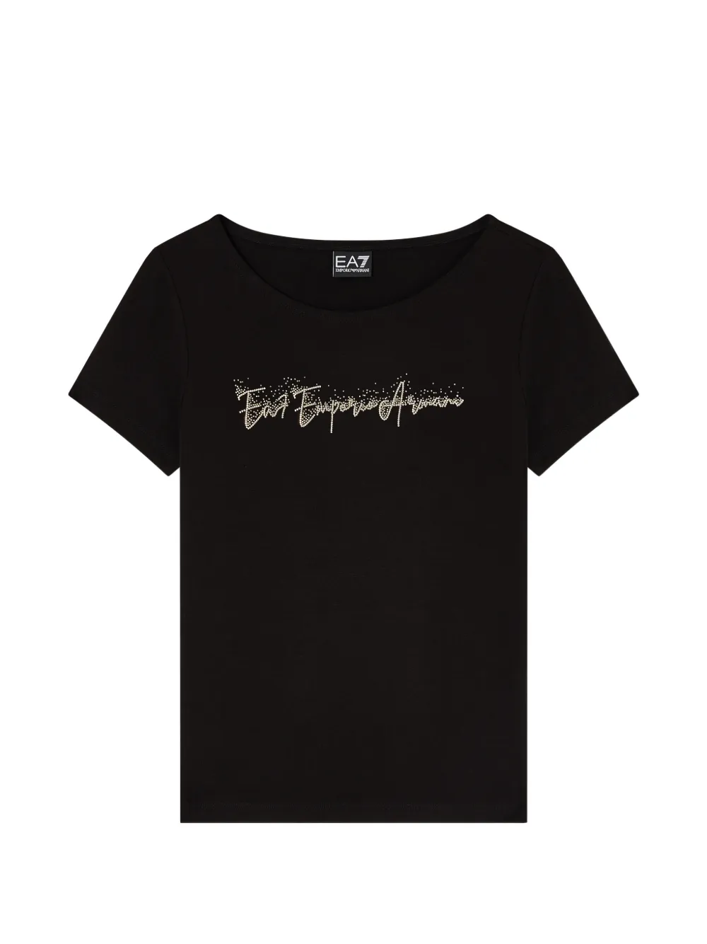 Ea7 Emporio Armani rhinestone-logo T-shirt - Nero
