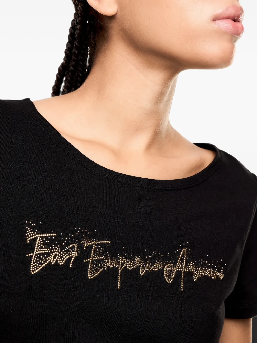Ea7 Emporio Armani T-shirt met pailletten logo Zwart