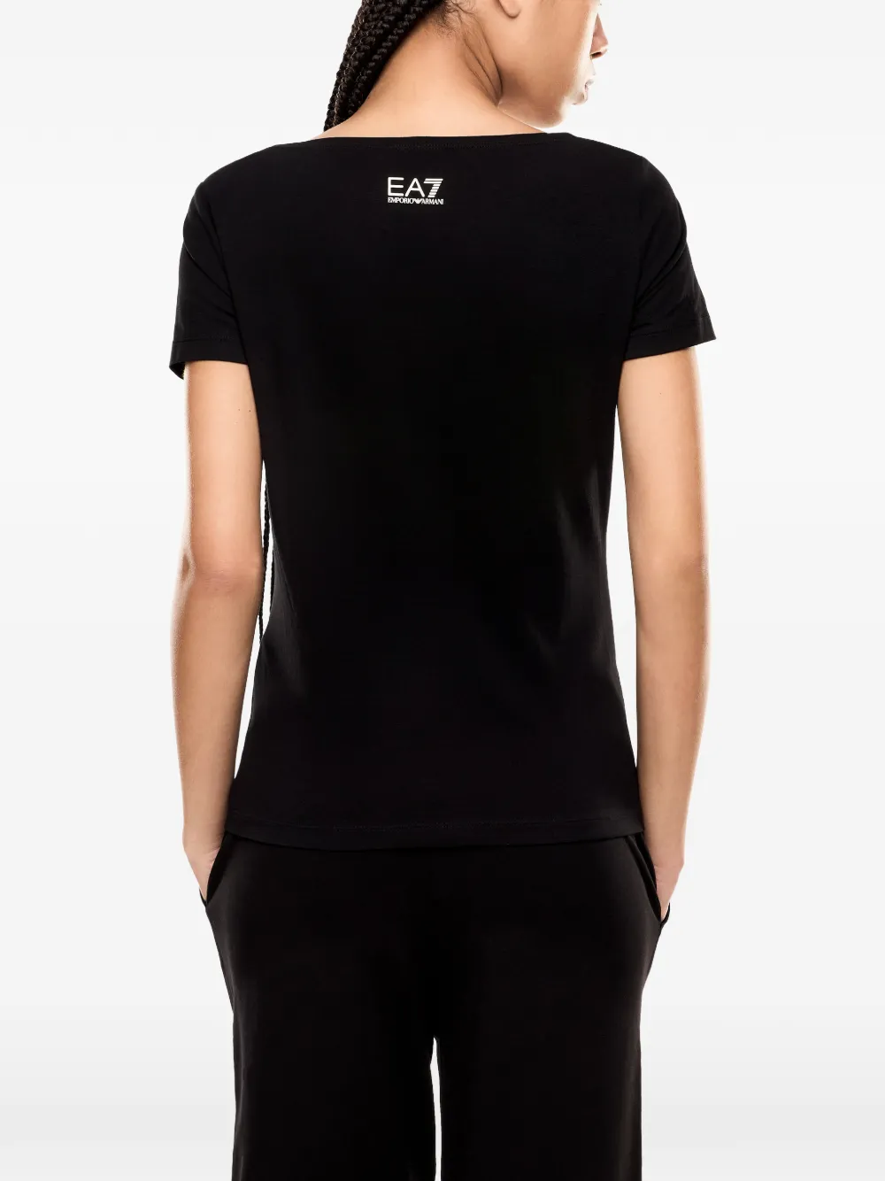 Ea7 Emporio Armani T-shirt met pailletten logo Zwart