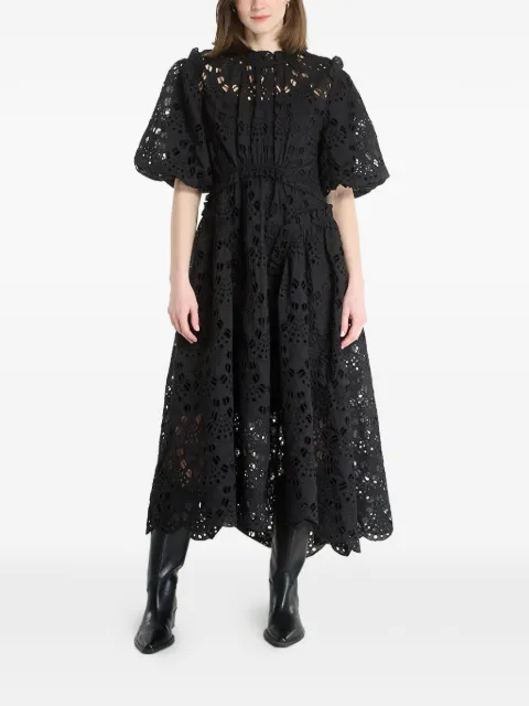 AllSaints Odette broderie-anglaise puff-sleeve midi dress