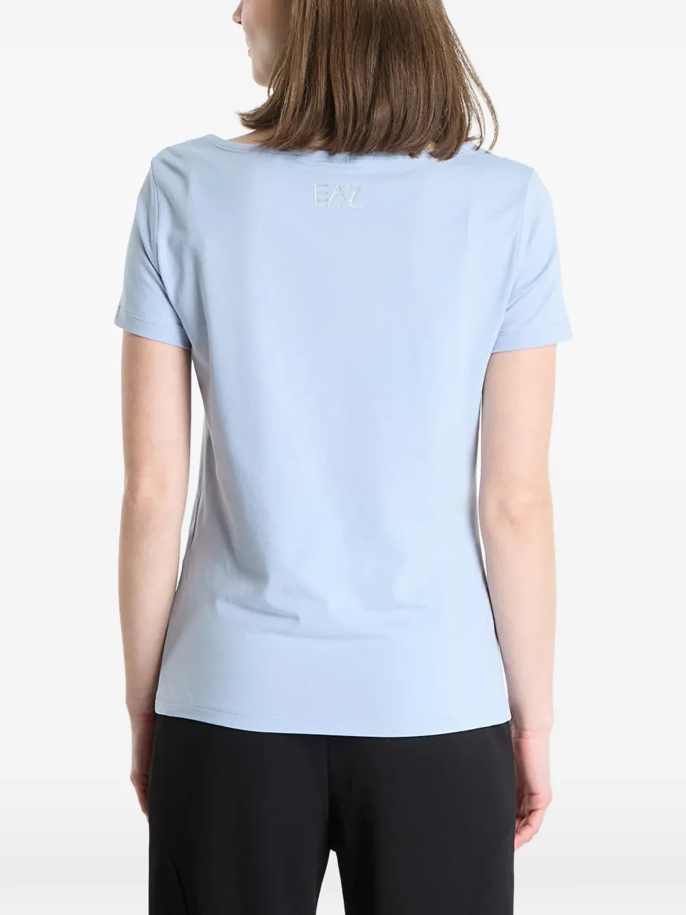Ea7 Emporio Armani T-shirt met logo van stras Blauw