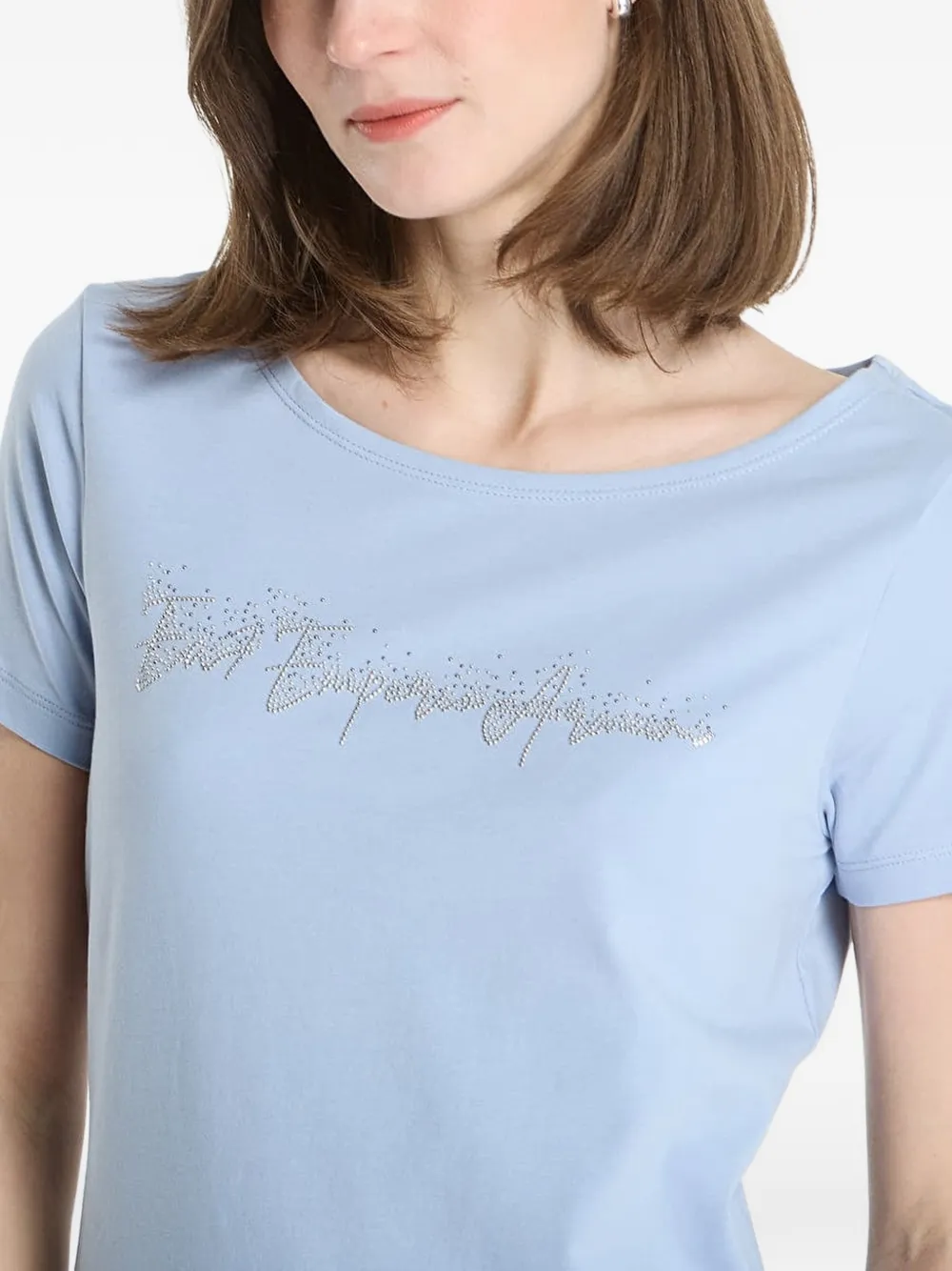 Ea7 Emporio Armani T-shirt met logo van stras Blauw