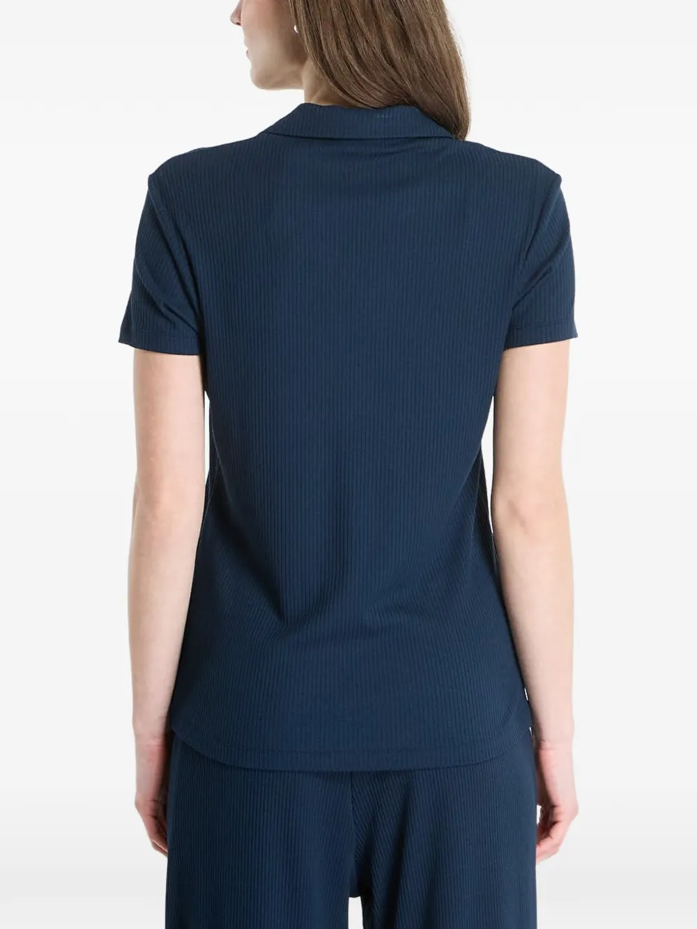Ea7 Emporio Armani Ribgebreid poloshirt met V-hals Blauw