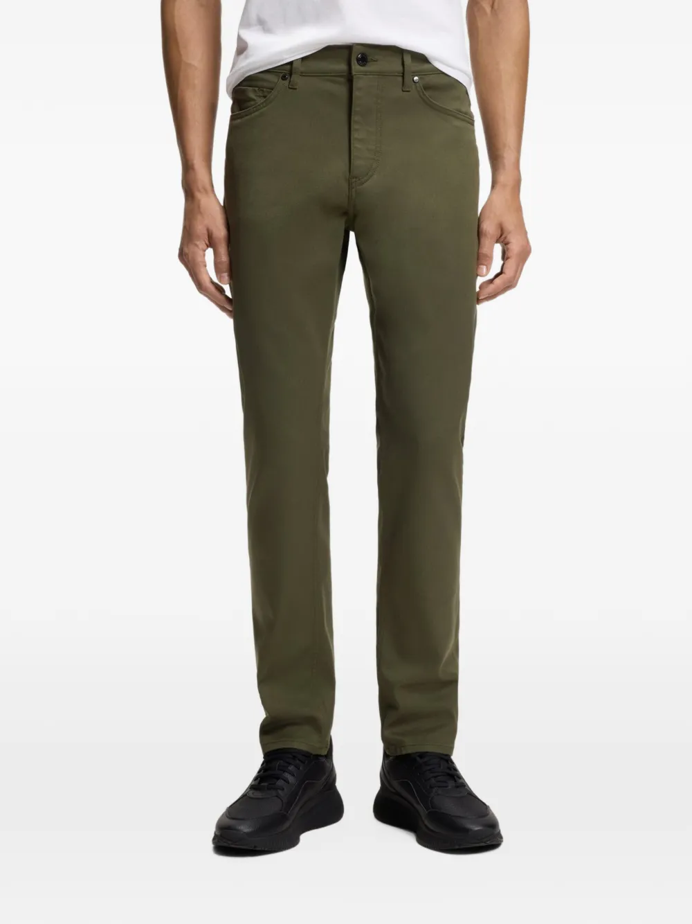 BOSS Stretch denim broek met toelopende pijpen Groen