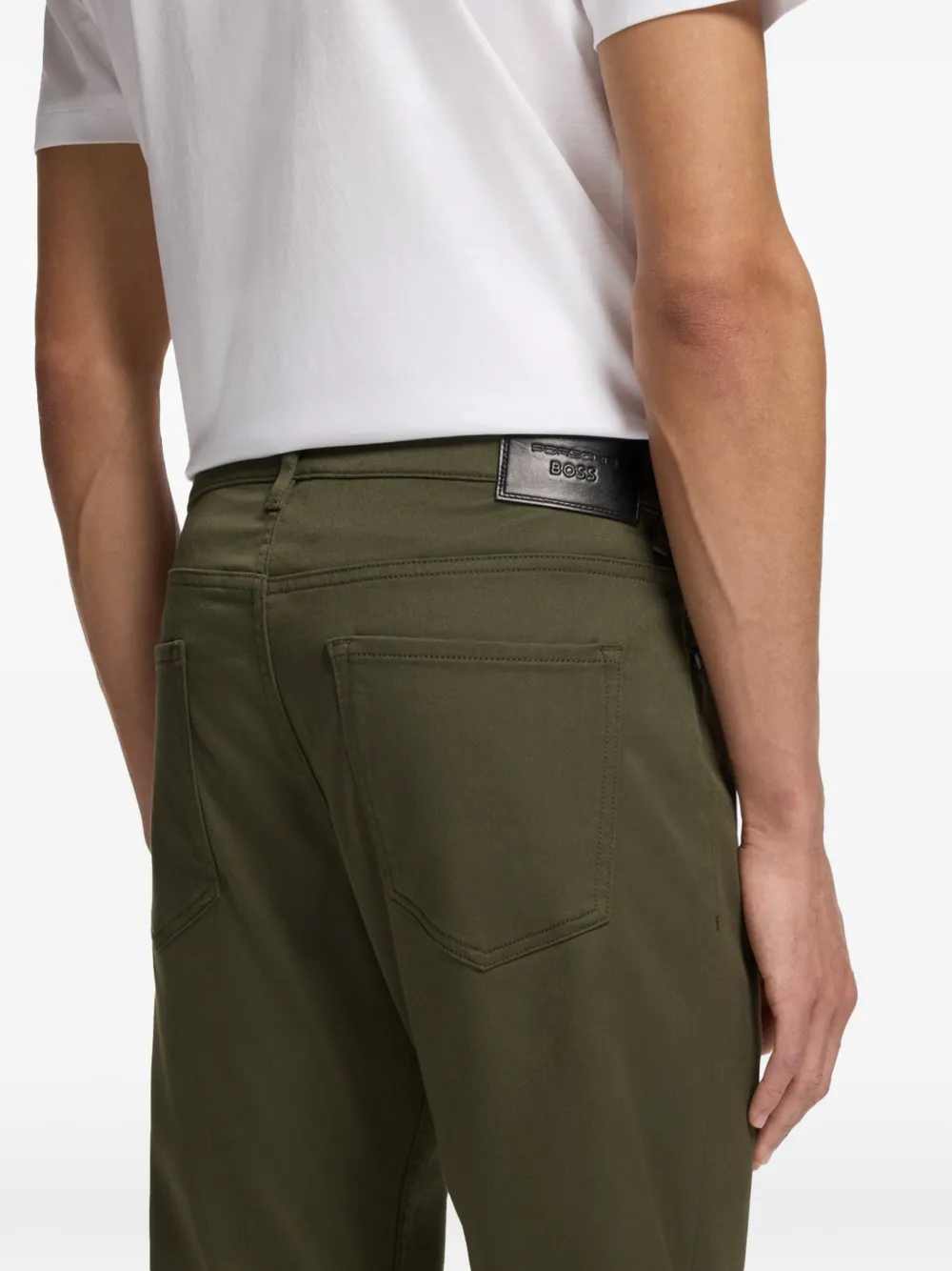 BOSS Stretch denim broek met toelopende pijpen Groen