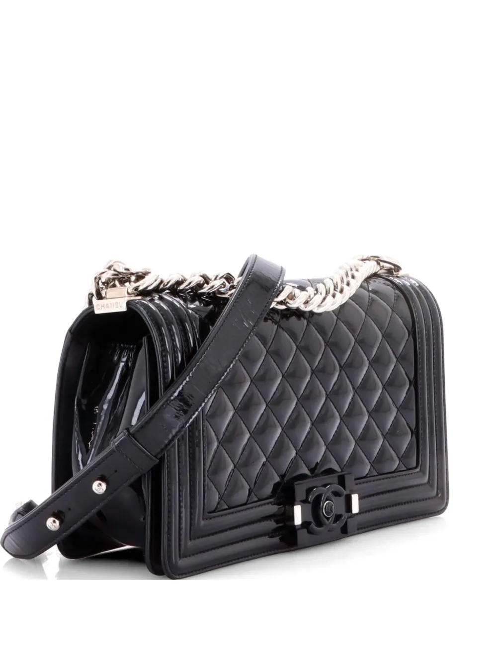 CHANEL Pre-Owned Boy Flap Bag Quilted Plexiglass Patent Old Medium shoulder bag - Nero