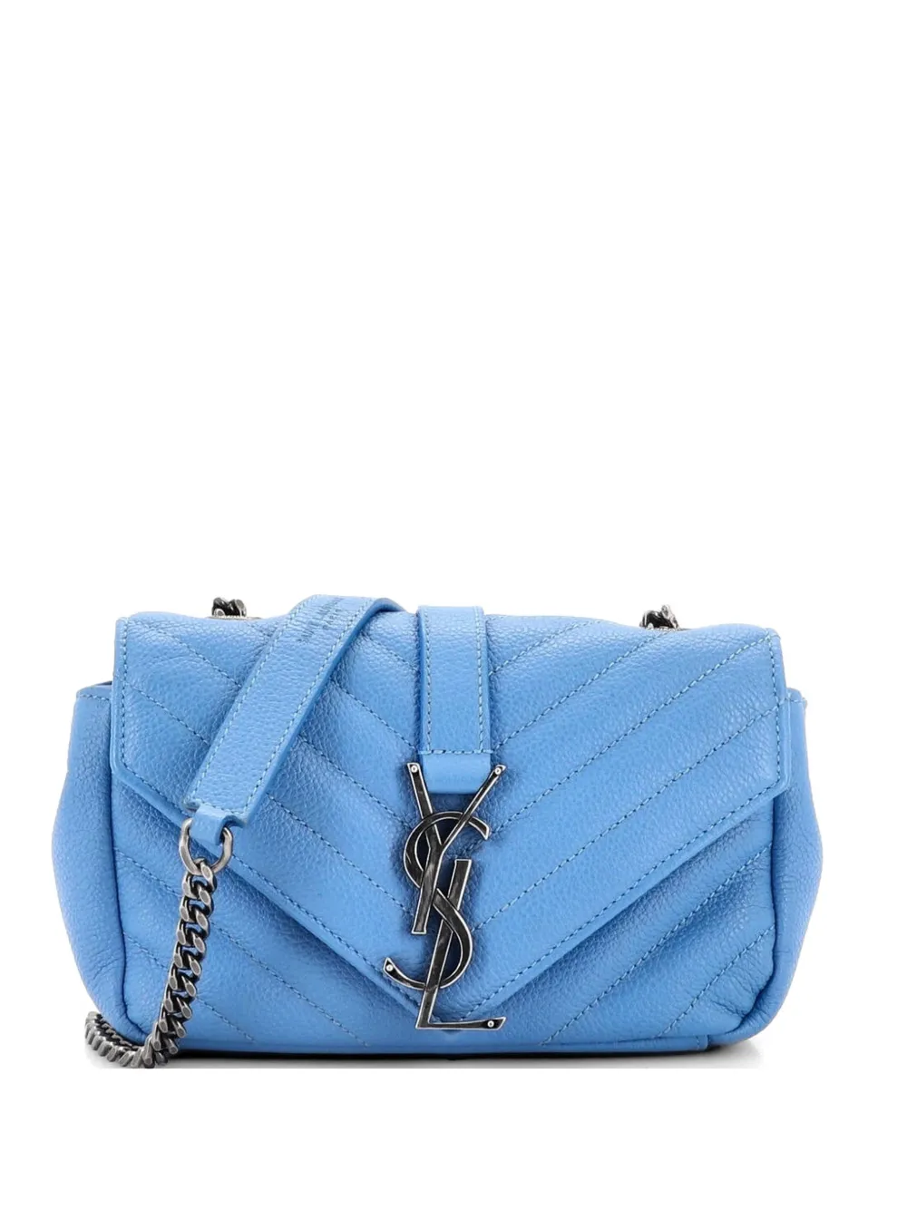 Saint Laurent Pre-Owned Classic Monogram Matelasse Chevron Leather Baby crossbody bag - Blu
