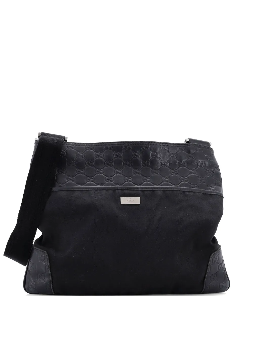 Gucci Pre-Owned Zip Top Messenger Bag Guccissima Leather Large crossbody bag - Nero