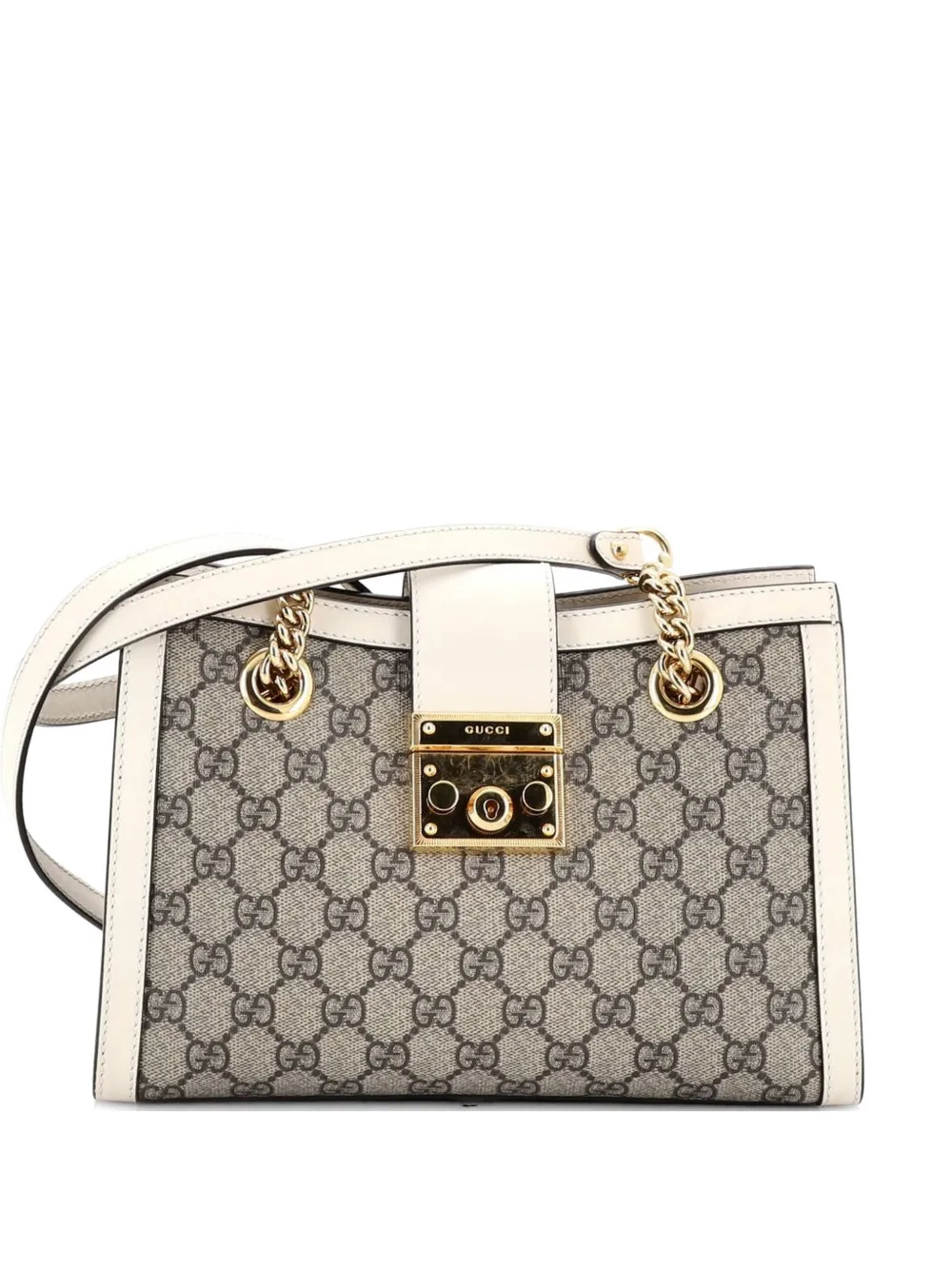 Gucci Pre-Owned Kleine Padlock Chain Tote Bag aus GG-beschichtetem Canvas - Braun