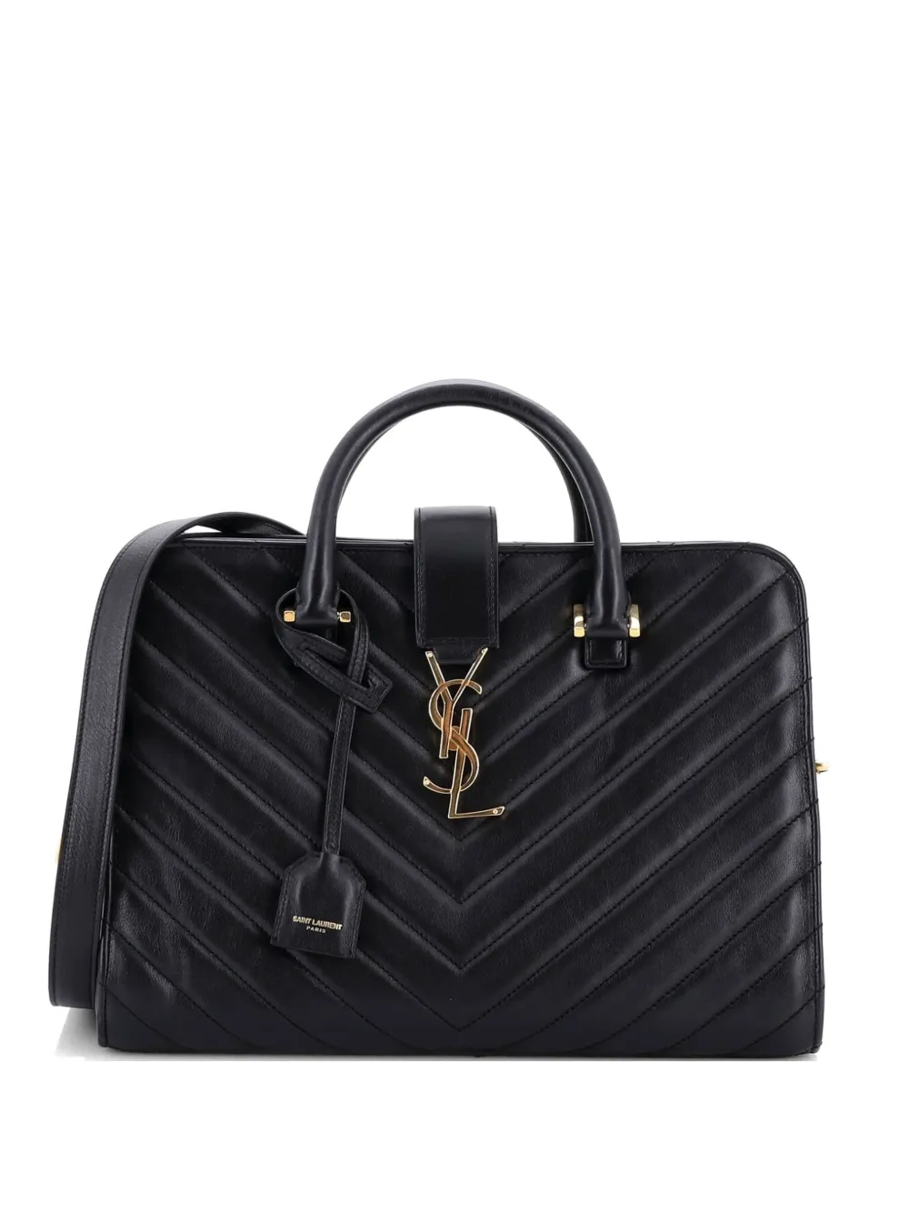 Saint Laurent Pre-Owned Monogram Cabas Matelasse Chevron Leather Small satchel - Nero