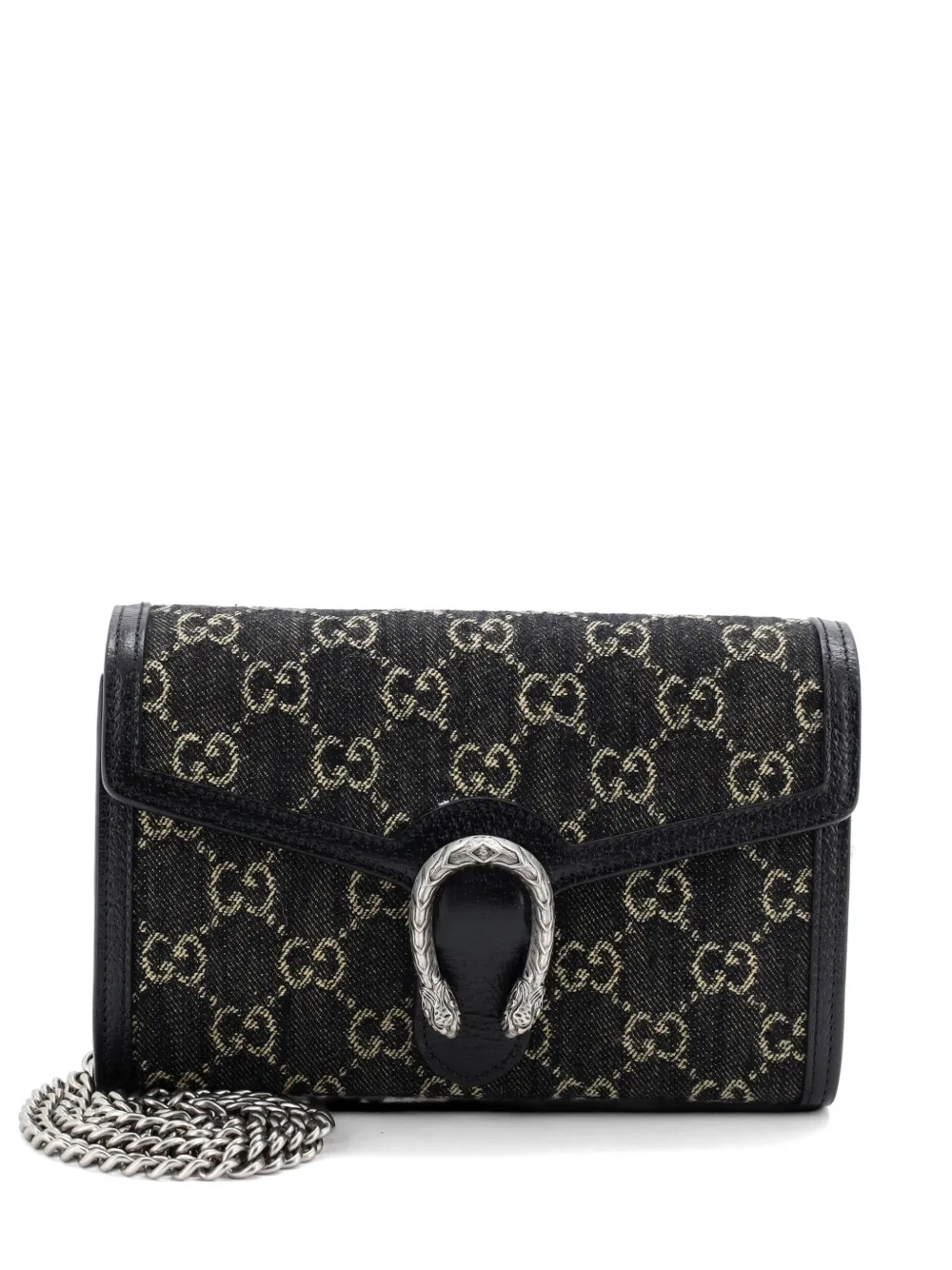 Gucci Pre-Owned Dionysus Chain Wallet GG Denim Small crossbody bag - Nero