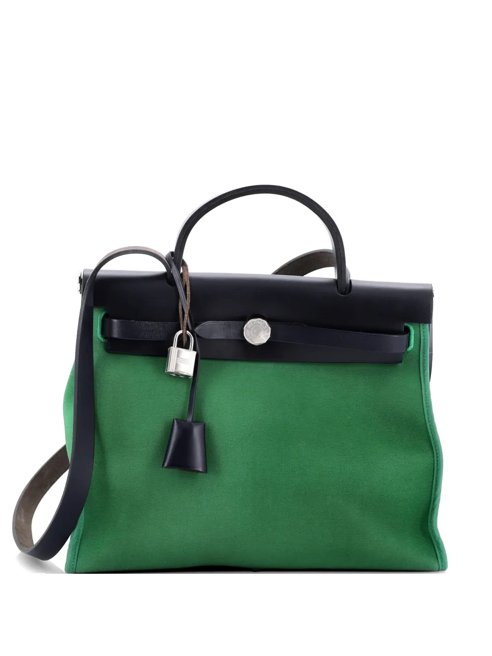 Hermès Pre-Owned Herbag Zip Leather and Toile 31 shoulder bag - Blu