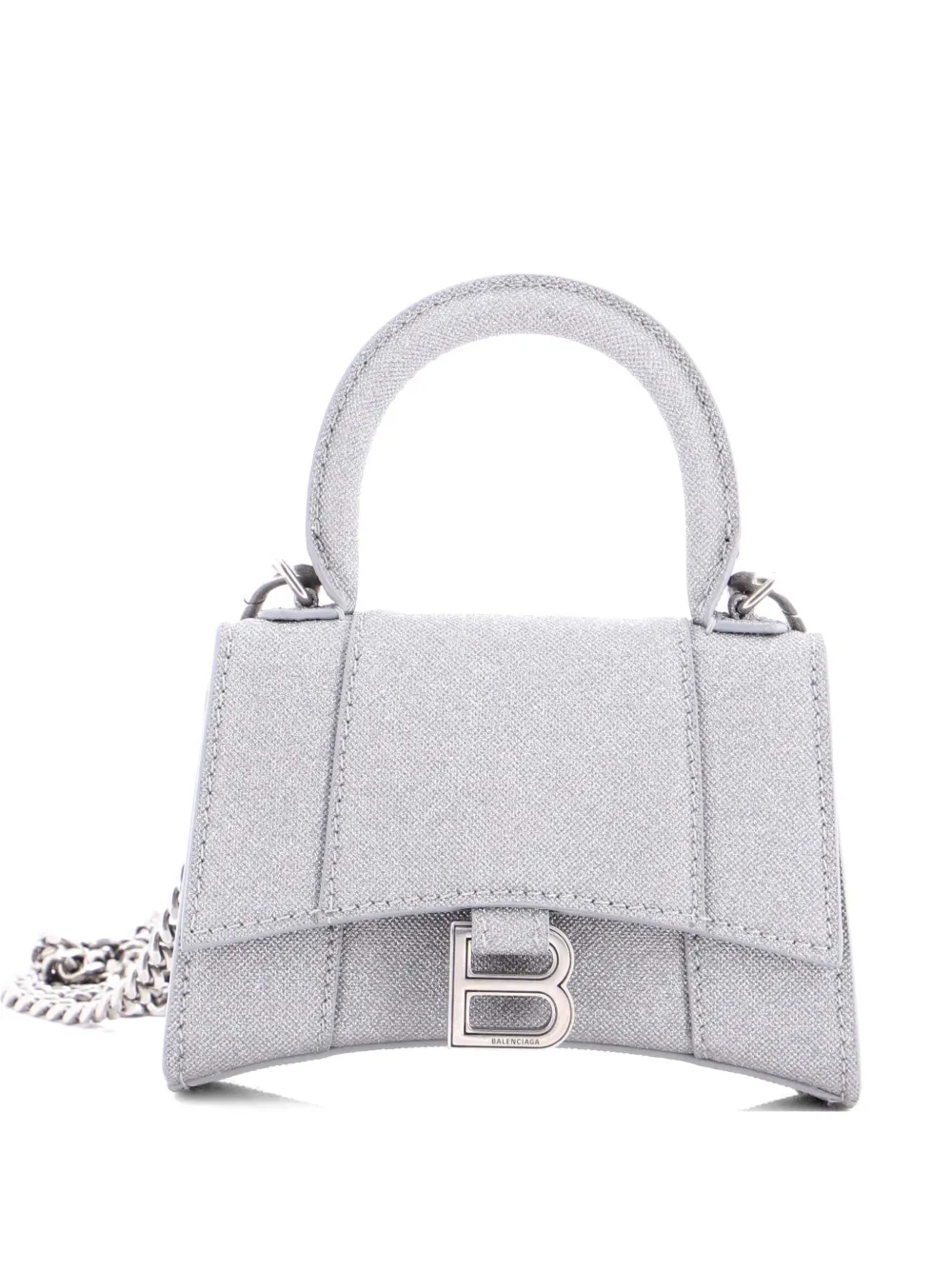 Balenciaga Pre-Owned Hourglass Top Handle Bag Glitter Leather Mini satchel - Grigio
