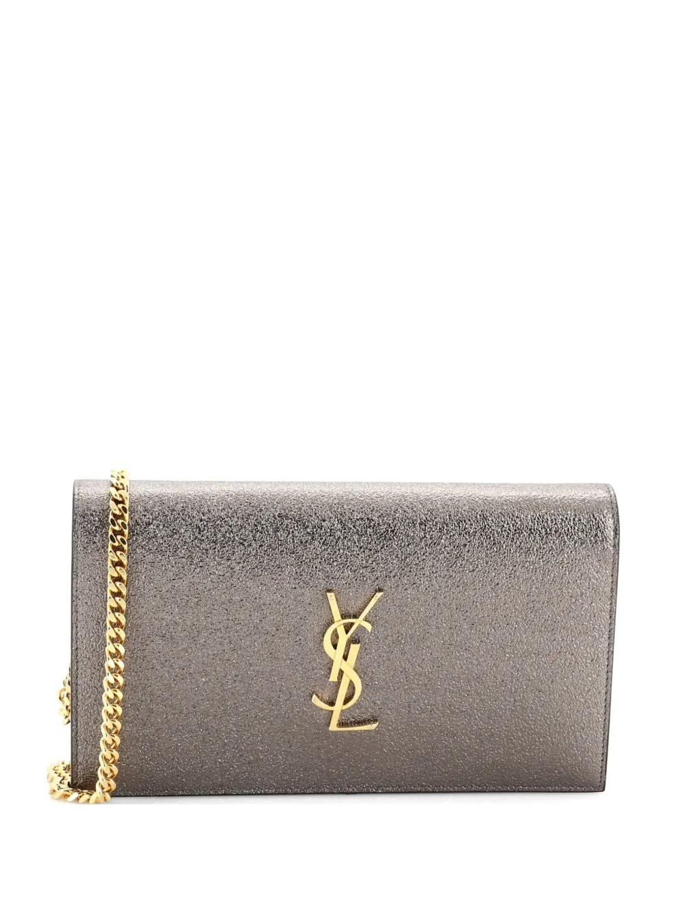 Saint Laurent Pre-Owned Classic Monogram Wallet on Chain Leather crossbody bag - Metallic