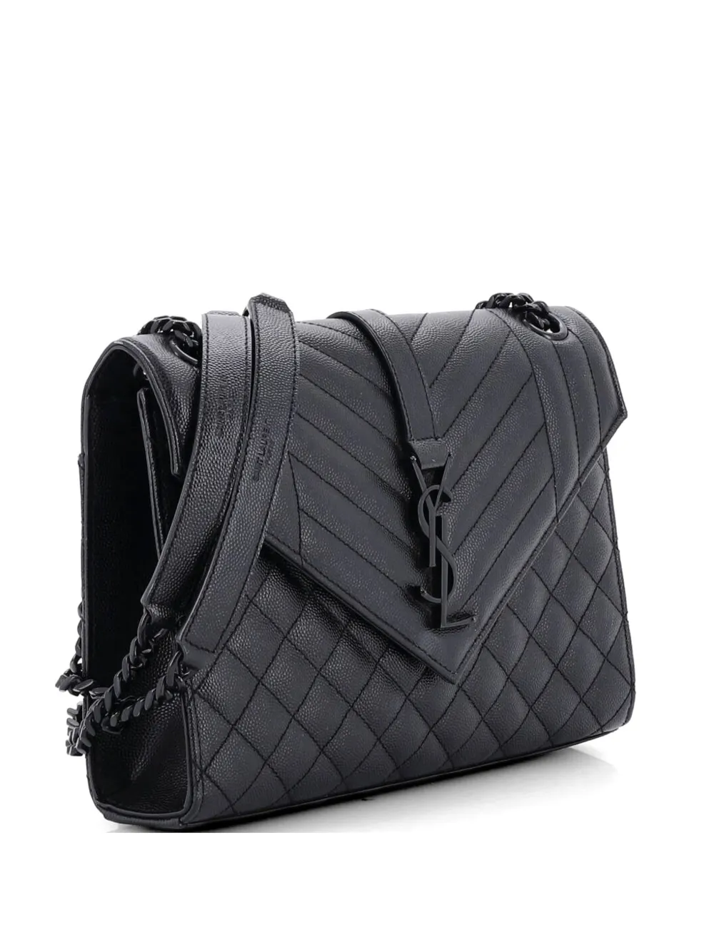 Saint Laurent Pre-Owned Classic Monogram Envelope Satchel Mixed Matelasse Leather Medium shoulder bag - Nero