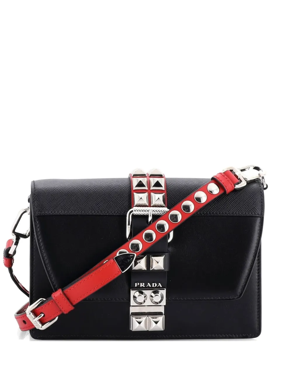 Prada Pre-Owned Elektra Shoulder Bag Studded Leather Small crossbody bag - Nero