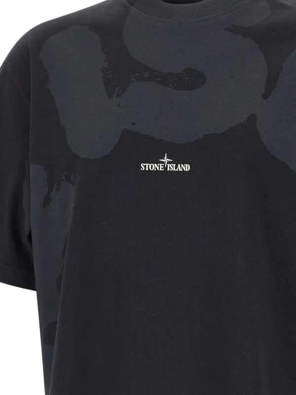 Stone Island compass-logo Printed T-shirt | Black | FARFETCH