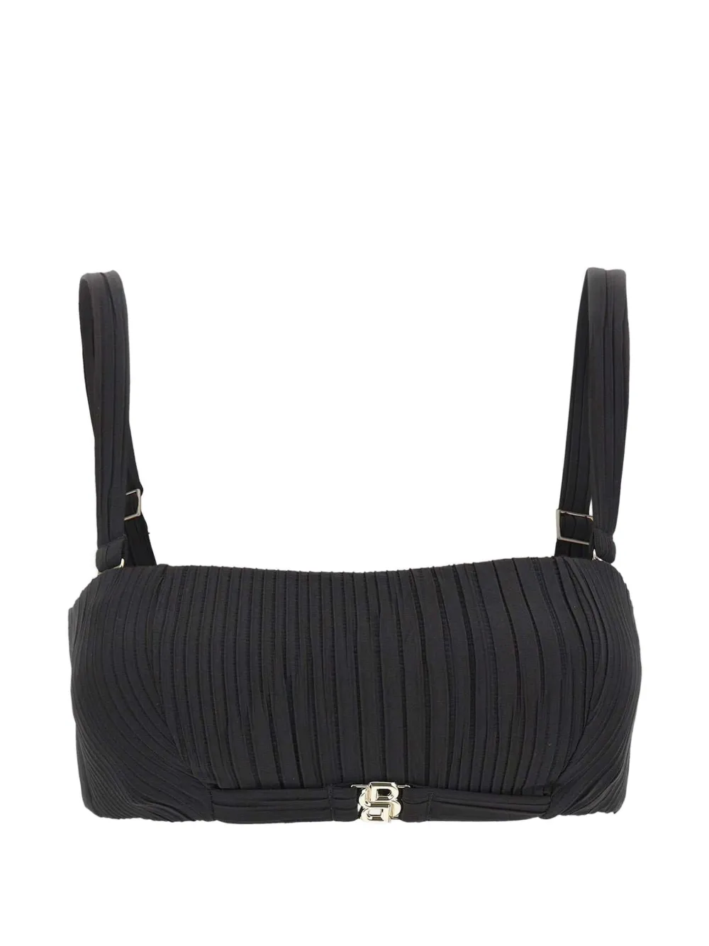 BOSS double B pleated bandeau bikini top - Nero