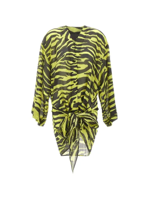 The Attico zebra-print wrap-style dress