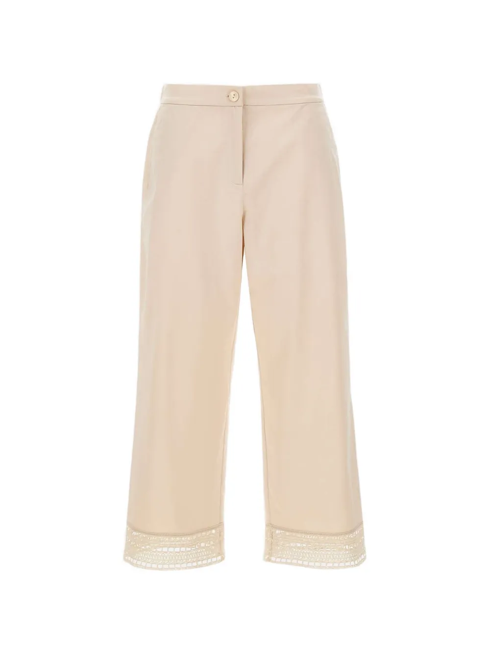 Elena Miro' Embroidered-hem Straight-leg Trousers In Pink