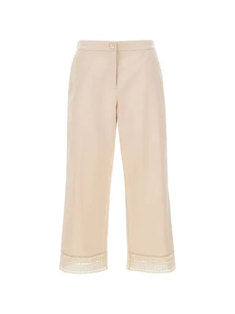 ELENA MIRO` embroidered-hem straight-leg trousers